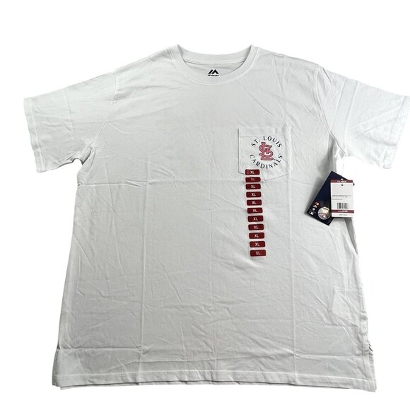 St Louis Cardinals Floral Men's XL White Baseball Majestic Shirt Pocket Rose - Picture 2 of 11